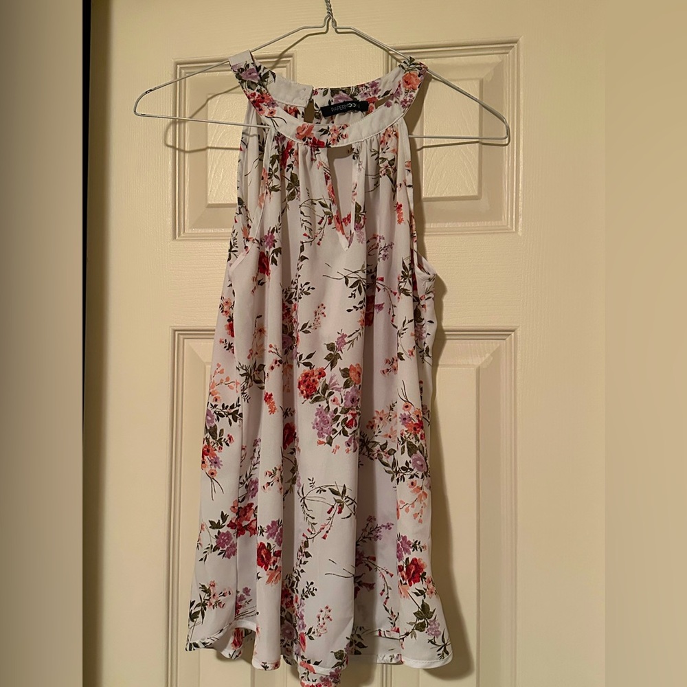 Pink and White Floral Top